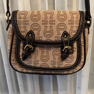 Etienne Aigner Signature Tan Canvas Shoulder Purse
